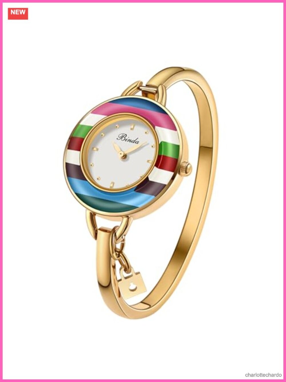 Stainless Steel Bangle Watch Women Cuff Bracelet Quartz Elegant Gift Box